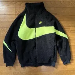 NIKE フリースジャケット ブラック/グリーン ナイロンジャケット ボア