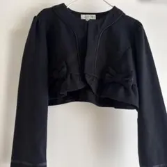 120 anyFAM リボン付きブラック　ジャケット　ボレロ　カーディガン