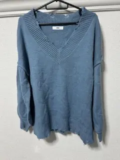 ブルー Vネック セーター Fサイズ
