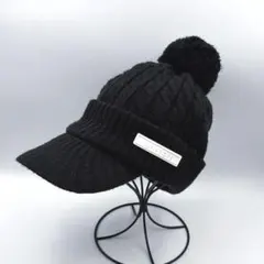 ジュン＆ロペ　ジュンアンドロペ　ツバ付き　ニットキャップ　ニット帽　ブラック