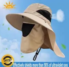 UVカット 帽子 ハット 日除け サファリハット サンバイザー 男女 ベージュ
