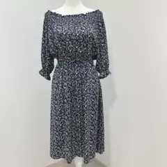 ローリーズファーム 花柄シャーリングワンピース オフショル 2way 七分袖 M