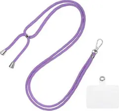 携帯ストラップ 汎用 斜め掛け ネックストラップ パッチ3枚 パープル