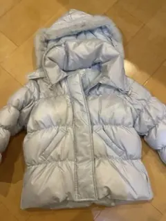 ファー付きライトブルーダウンコート S