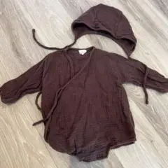 monbebe ロンパース ボンネット セット ブラウン Sのサムネイル