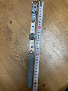 青と白の装飾付き犬用首輪