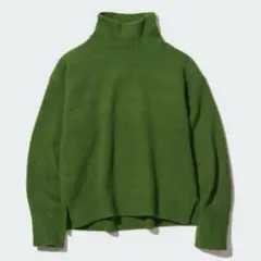 UNIQLO ユニクロ　スフレヤーンハイネックセーター　グリーン　XL