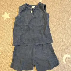 ダークブルー タンクトップとショートパンツセット セットアップ　ネイビー