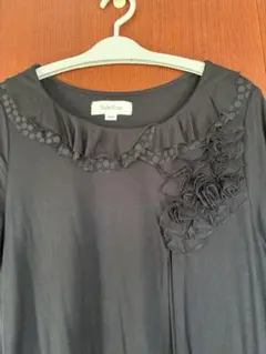 StyleNote ドット柄フリル チュニック ブラック 11AR