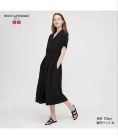イネス×ユニクロ名品コットンリネンワンピース　S
