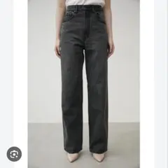 美品 AZUL DENIM/ハイウエストワイドデニム S ライトブラック