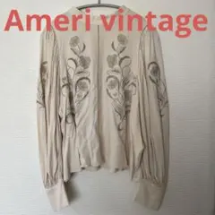ameri vintageアメリヴィンテージ　刺繍入りベージュ長袖ブラウス Ameri vintageアメリヴィンテージ 刺繍入り長袖ブラウス ベージュ