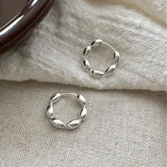 ピアス フープ シルバー 変形 ビーズ風 10mm《NO.238》
