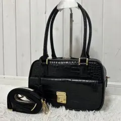 ⭐️未使用級⭐️レザージュエルズ 2way ハンドバック クロコ型押し ブラック