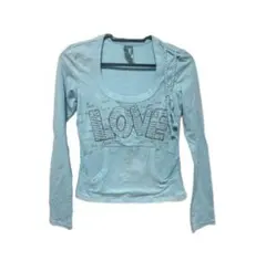 Y2K 00s 平成ギャル　青い長袖カットソー　Tシャッ