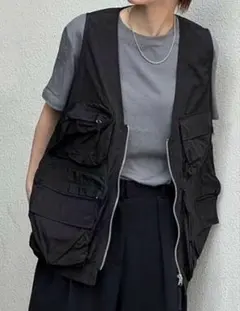 新品　todayful トゥデイフル　ナイロンポケットベスト　黒