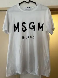 【極美品】MSGM MILANO ブラッシュロゴTシャツ ホワイト
