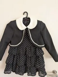 フォーマルドレス ボレロ付き ブラック ドット柄