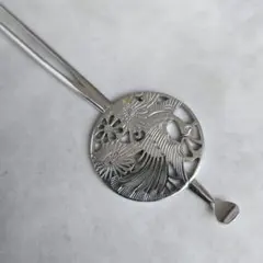 アンティーク　金工　平打ち　簪　かんざし　菊花　鳳凰　や4　着物　浴衣　骨董