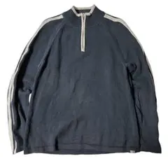 00s Eddie Bauer ハーフジップニット コットン ネイビー L