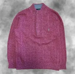 赤紫色 ハーフボタン ニットＬサイズ