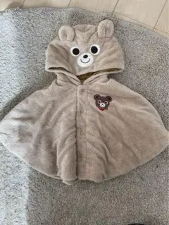 ミキハウス ベビー ポンチョ クマの耳付き ベージュ