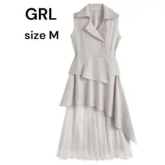 未使用 GRL リボンベルト付きアシメトレンチワンピース M オフベージュ