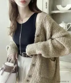 《JAVAジャバ 別注》ブークレーVネックカーデ M ベージュ　新品未使用