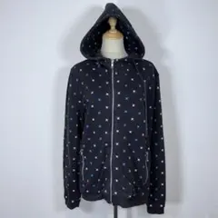 SHIPS シップスフルジッパー パーカー 黒の星柄 綿100% Mサイズ