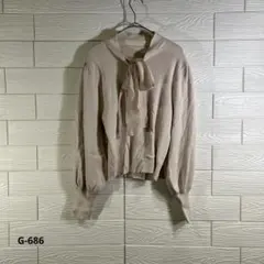 【GRL】★ボウタイ付き★ニット★トップス★(L)★クリーム色★レディース