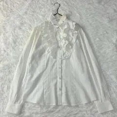 ナラカミーチェ ストライプ フリル 白 ブラウス シャツ Ⅱ M相当 美品