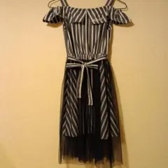 Algyl girl ストライプ オフショルダー ワンピース XS