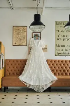 2way 総レース パフスリーブ ウェディングドレス　ドレスプロダクション