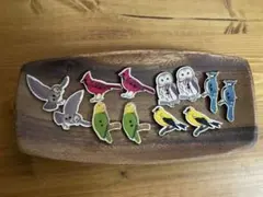 【12個】鳥のウッドボタン アソート インコ フクロウ ハンドメイド