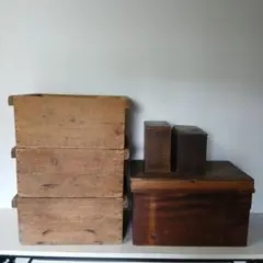 【古道具の味わい】木箱 魚甚 魚箱・トロ箱 3点セット 木の温もり感じる 古道具の味わい】木箱 魚甚 魚箱・トロ箱 3点セット 木の温もり感じる
