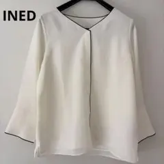【美品】INED イネド 11号バイカラー パイピング とろみブラウス日本製のサムネイル
