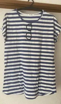 【古着】青と白のストライプ 半袖チュニック