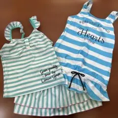 女の子用ストライプワンピース水着セット