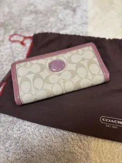 【未使用】coach コーチ 長財布 ウォレット ピンク シグネチャー ロゴ