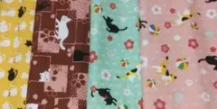 猫柄プリント生地4種類セット　処分価格