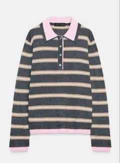 ZARA ストライプ柄ミックスニットポロシャツ　新品 ZARA ストライプ柄ミックスニットポロシャツ - メルカリ