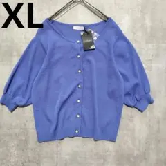 新品 ディアクラッセ XL カーディガン 半袖 サマーニット 青系 クロップドのサムネイル