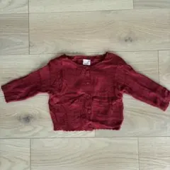 petit main 赤 針抜きニットカーディガン S