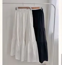 しまむら koko olum ティアードスカート ブラック Lサイズ