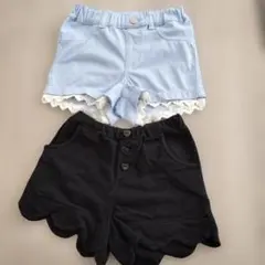 ​【2点セット】西松屋 他 ショートパンツ 110 120 レース デニム風