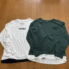 長袖カットソー ホワイト プリント入り