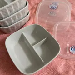 美品　白ディナープレートと仕切り皿4個とボウルとチーズボードのセット　最終値下げ