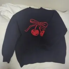 ネイビー 長袖セーター