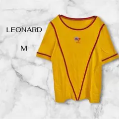 LEONARD レオナール　イエローカラーTシャツ　花柄ポイント　ロゴ入りのサムネイル