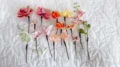 【オレンジ・ピンク系】ブライダル　アーティフィシャルフラワー　ヘッドパーツ